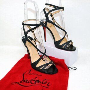 Christian Louboutin 38 Audrey Glitter Sandal Strappy Heel